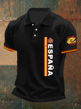 Haut à manches courtes imprimé drapeau de l'Espagne pour hommes